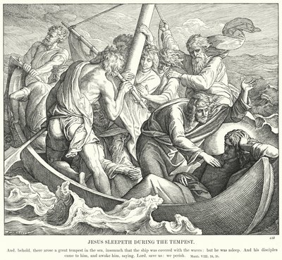 Jesús Duerme durante la Tempestad (grabado) de Julius (after) Schnorr von Carolsfeld