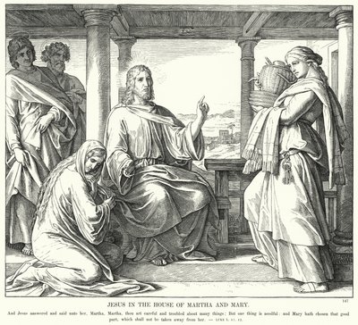 Jesús en la Casa de Marta y María de Julius (after) Schnorr von Carolsfeld