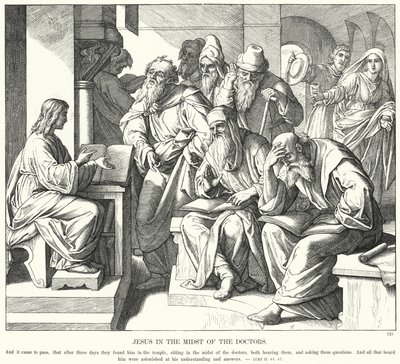 Jesús en medio de los doctores (grabado) de Julius (after) Schnorr von Carolsfeld