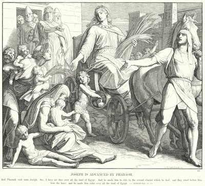 José es Ascendido por el Faraón de Julius (after) Schnorr von Carolsfeld