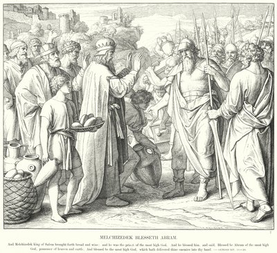 Melquisedec bendice a Abram (grabado) de Julius (after) Schnorr von Carolsfeld