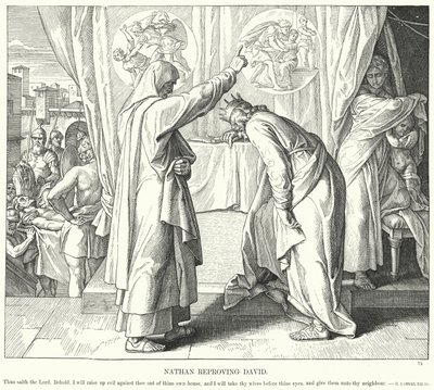 Natán reprende a David (grabado) de Julius (after) Schnorr von Carolsfeld