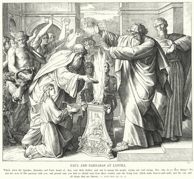 Pablo y Bernabé en Listra (grabado) de Julius (after) Schnorr von Carolsfeld