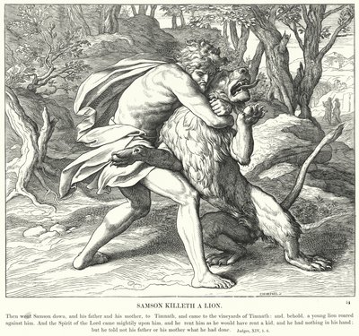 Sansón Mata a un León de Julius (after) Schnorr von Carolsfeld