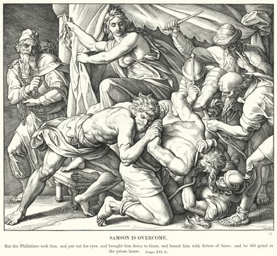 Sansón es Vencido (grabado) de Julius (after) Schnorr von Carolsfeld
