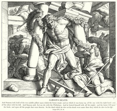 La muerte de Sansón (grabado) de Julius (after) Schnorr von Carolsfeld