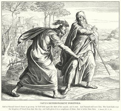 La Dethronización de Saúl Predicha (grabado) de Julius (after) Schnorr von Carolsfeld