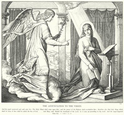 La Anunciación a la Virgen (grabado) de Julius (after) Schnorr von Carolsfeld