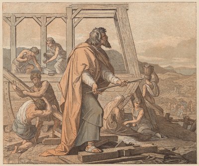 La construcción del Arca, Génesis, VI de Julius (after) Schnorr von Carolsfeld