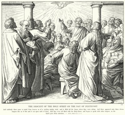 El descenso del Espíritu Santo en el día de Pentecostés (grabado) de Julius (after) Schnorr von Carolsfeld