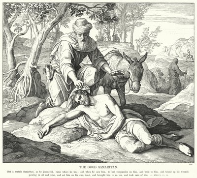 El Buen Samaritano (grabado) de Julius (after) Schnorr von Carolsfeld