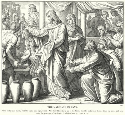Las bodas de Caná (grabado) de Julius (after) Schnorr von Carolsfeld
