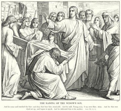 La resurrección del hijo de la viuda de Julius (after) Schnorr von Carolsfeld