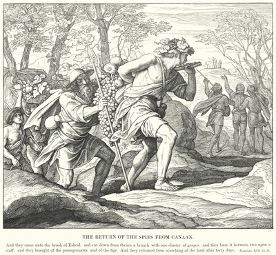El regreso de los espías de Canaán (grabado) de Julius (after) Schnorr von Carolsfeld