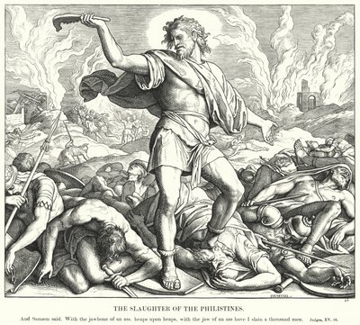 La Matanza de los Filisteos (grabado) de Julius (after) Schnorr von Carolsfeld