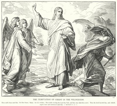 La tentación de Cristo en el desierto de Julius (after) Schnorr von Carolsfeld