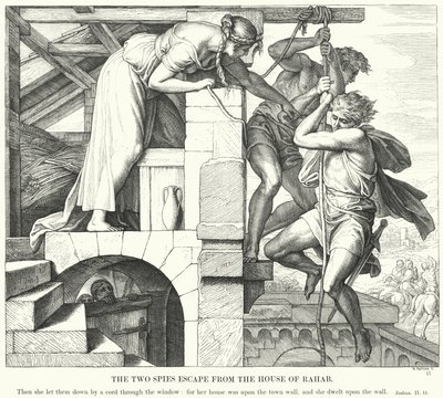 Los Dos Espías Escapan de la Casa de Rahab de Julius (after) Schnorr von Carolsfeld