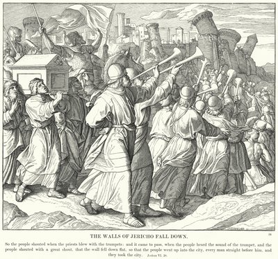 Las murallas de Jericó caen (grabado) de Julius (after) Schnorr von Carolsfeld