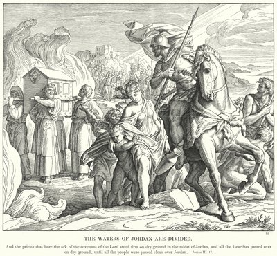 Las Aguas del Jordán se Dividen (grabado) de Julius (after) Schnorr von Carolsfeld