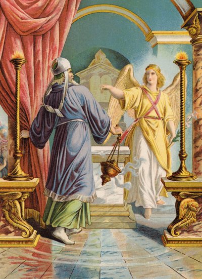 Zocharias en el Templo (litografía en color) de Julius (after) Schnorr von Carolsfeld