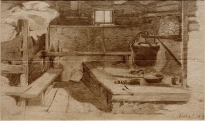 Interior de una sala campesina de Julius Adam