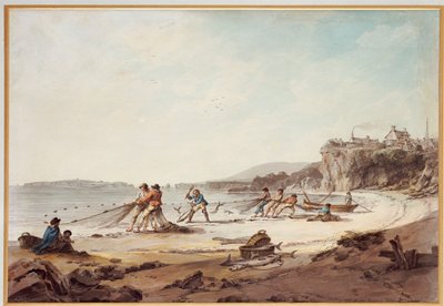 Una red de arrastre en Tenby, 1795 de Julius Caesar Ibbetson