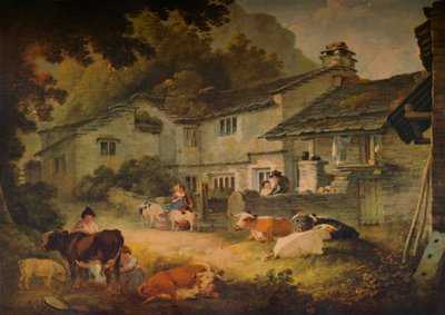 Paisaje de Cabaña con Ganado, en Ambleside, 1803 de Julius Caesar Ibbetson