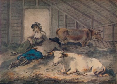 Cortejo en un establo, c1801 de Julius Caesar Ibbetson