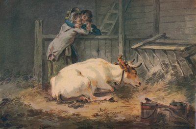 Cortejo en un establo, siglo XVIII de Julius Caesar Ibbetson