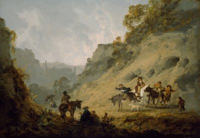 Gitanos con una carrera de asnos de Julius Caesar Ibbetson