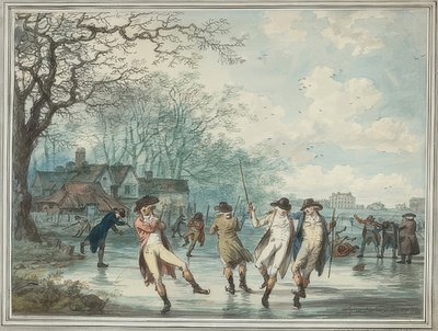 Patinadores en la Serpentine en Hyde Park. 1786 de Julius Caesar Ibbetson