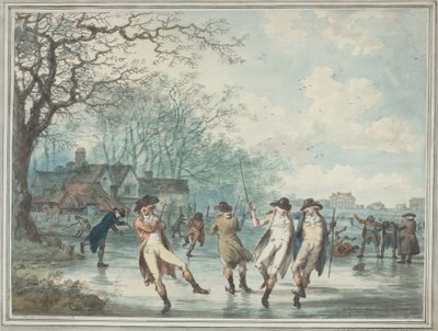 Patinadores en el Serpentine en Hyde Park de Julius Caesar Ibbetson