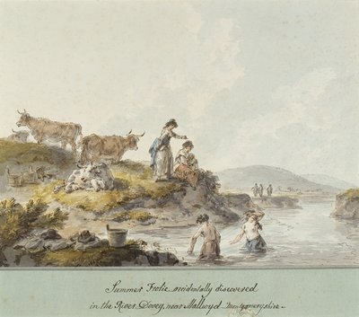 Juguete de verano, descubierto accidentalmente en el río Dovey cerca de Mallwyd, Montgomeryshire (acuarela y tinta sobre papel) de Julius Caesar Ibbetson