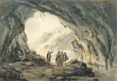 Viajeros junto a una cueva de Julius Caesar Ibbetson