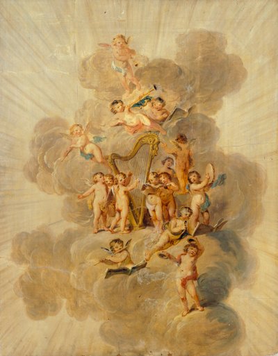 Querubines alados con instrumentos musicales, finales del siglo XVIII o principios del siglo XIX de Julius Caesar Ibbetson