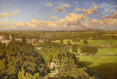 Una vista desde Malvern (óleo sobre lienzo) de Julius Ehrke