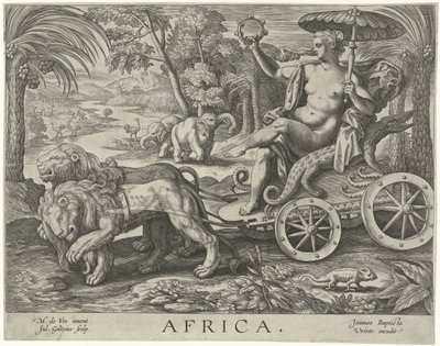 África África (título sobre objeto) Los cuatro continentes (título de la serie) de Julius Goltzius