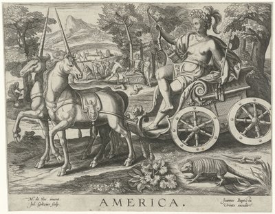 America América (título sobre objeto) Los cuatro continentes (título de la serie) de Julius Goltzius