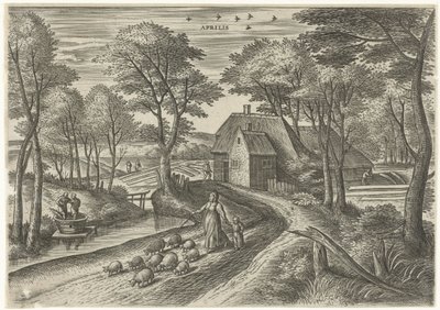Abril Aprilis (título sobre objeto) Los doce meses (título de la serie) de Julius Goltzius