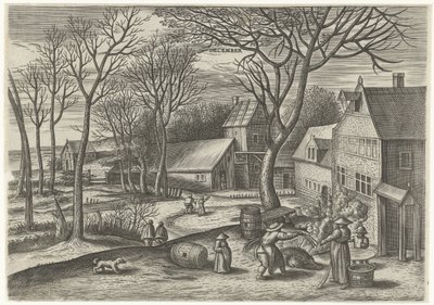 Diciembre (título sobre objeto) Los doce meses (título de la serie) de Julius Goltzius