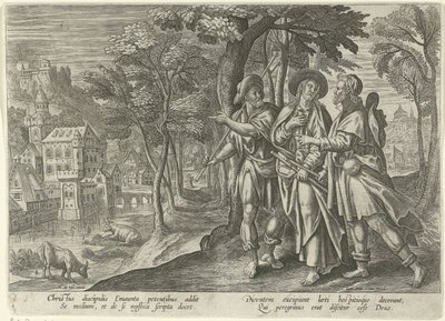 asistentes a Emaús Apariciones de Cristo después de su muerte (título de la serie) de Julius Goltzius