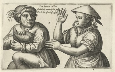 sonda de gallina Juegos de palabras sobre la relación entre el hombre y la mujer (título de la serie) de Julius Goltzius