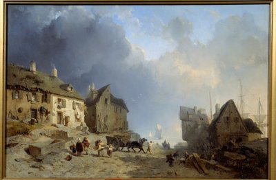Port du pallet a Dieppe. Pintura de Jules Hintz (1805-1862) 1850 Roanne Museo Joseph Dechelette de Julius Hintz