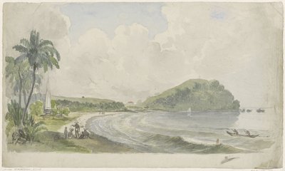Paisaje costero tropical de Julius Jacobus van de Sande Bakhuyzen