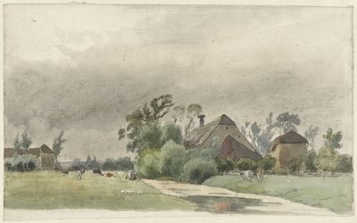 Canal que lleva a una granja de Julius Jacobus van de Sande Bakhuyzen