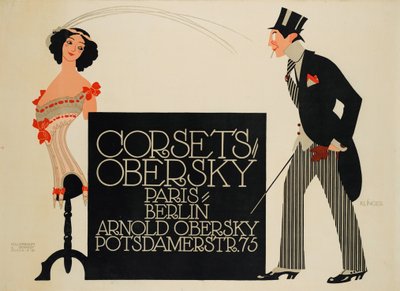 Corsés Obersky. París - Berlín. Arnold Obersky, Potsdamerstr. 75, 1912 de Julius Klinger
