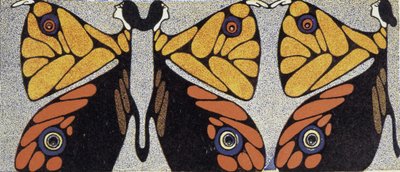 Mujer mariposa (ilusión óptica) - dibujo estilizado de Klinger, en "La mujer en la decoración moderna", v.1920 de Julius Klinger