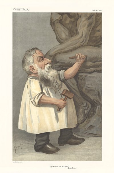 Caricatura de Rodin esculpiendo de Julius Mandes Price