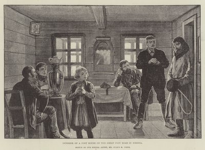 Interior de una casa de correos en la Gran Ruta Postal en Siberia de Julius Mandes Price