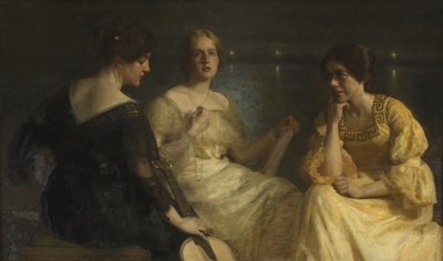 Jóvenes mujeres. De izquierda a derecha: Karen Bramsen; la esposa del artista Esther, nacida Lange; Johanne Munch-Petersen. de Julius Paulsen